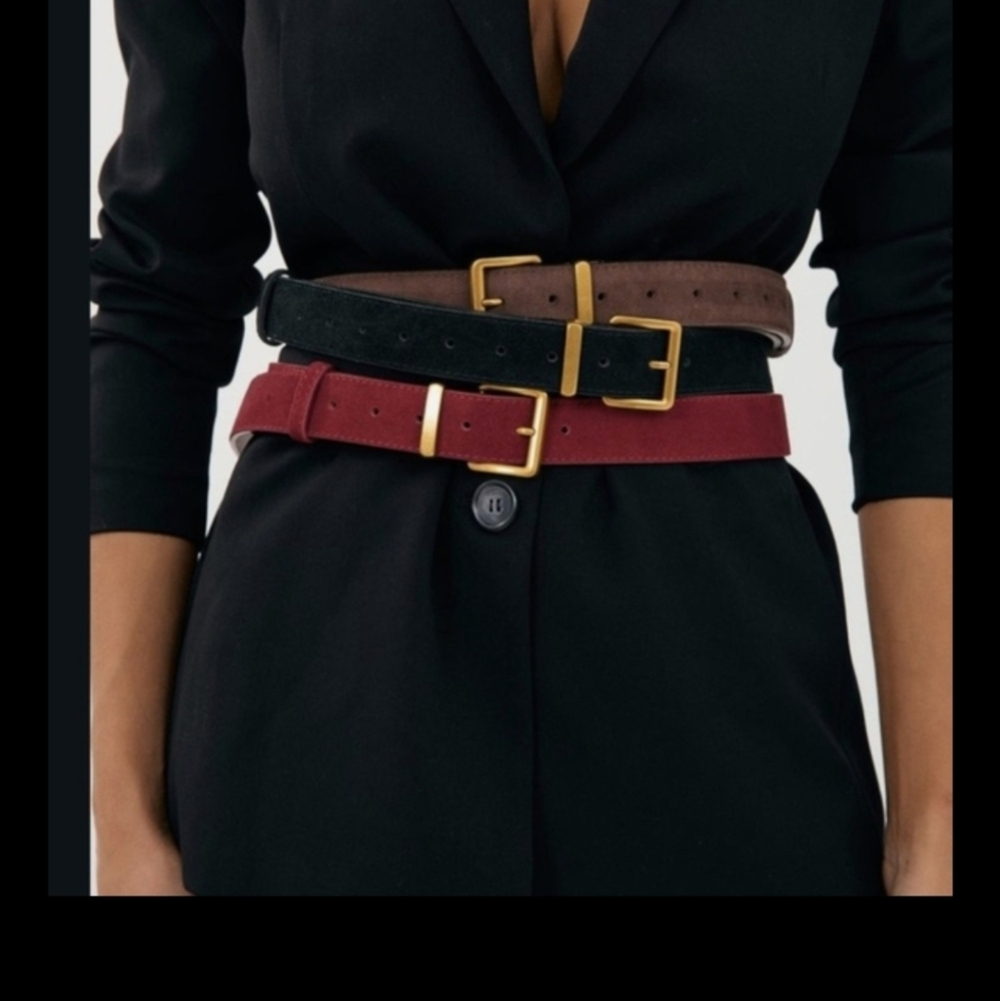 Vintage Diesel Red Suede Belt with Brass Buckle Size 80 . 39 Inch